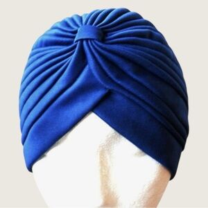 Royal Blue Turban Hat Cotton Stretch Head Wrap